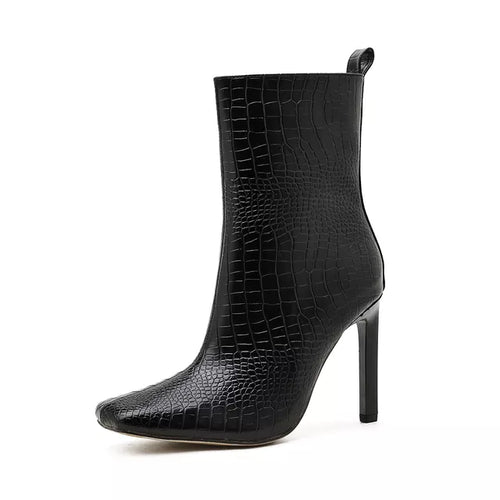 Autumn Skin Zip High Heel Ankle Boots