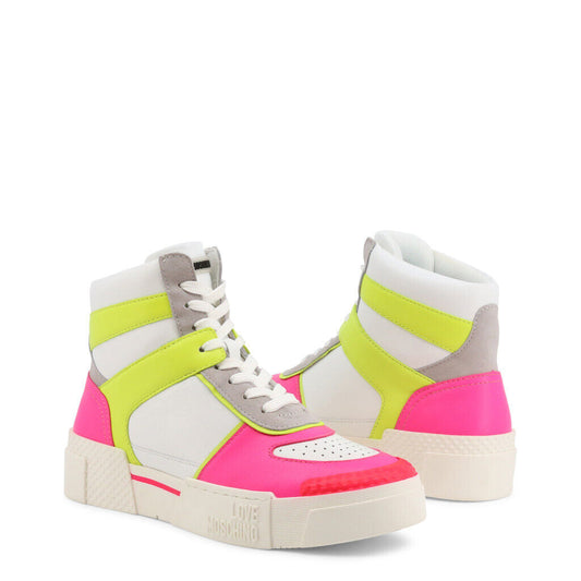 Love Neon Pink High Top Sneakers